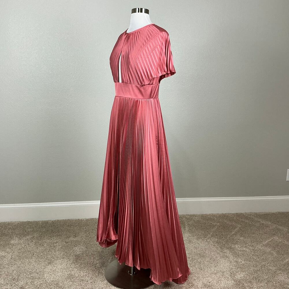 Mac Duggal 11637 Pleated Satin A-Line Evening Gown Dusty Rose Pink Size 8 Dress - Picture 5 of 12